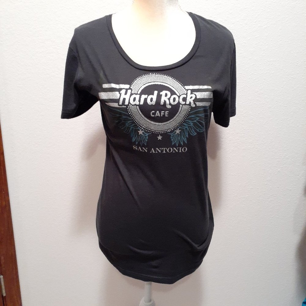 Hard Rock Cafe San Antonio Women's Dark Navy Glitter accented Shirt - Size Large